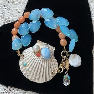 ⭐️Adorned Crown Assemblage beaches & butterflies double strand shell bracelet